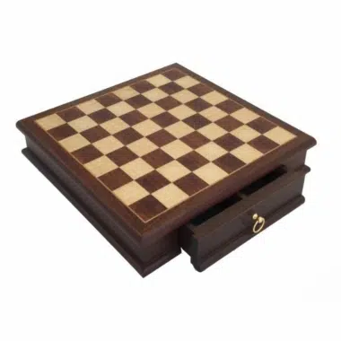 Tablero de Ajedrez en Madera de Caoba y Arce con Cajón de Almacenamiento