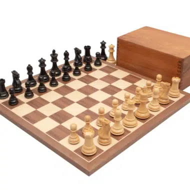 Juego de ajedrez de competición en nogal y arce, juego de ajedrez en madera de boj y caja de almacenamiento de palisandro dorado