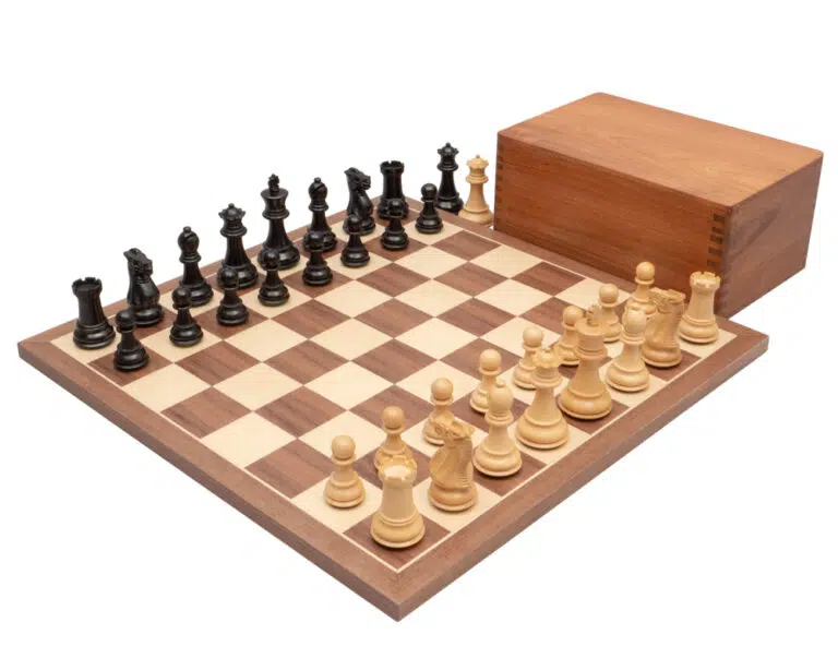 Juego de ajedrez de competición en nogal y arce, juego de ajedrez en madera de boj y caja de almacenamiento de palo de rosa dorado