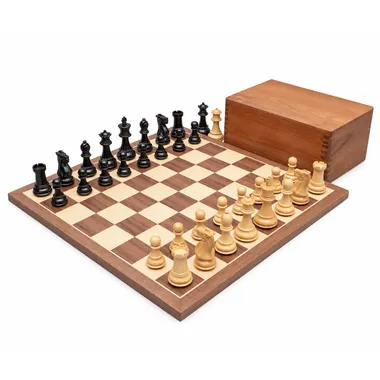 Set Competition: tablero de nogal y arce, piezas de boj y caja de palisandro