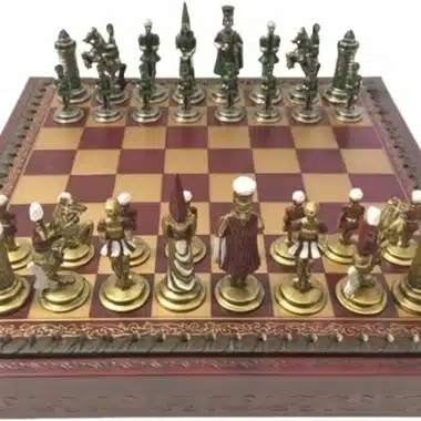 Juego de ajedrez de cuero artificial Camelot King Arthur III y juego de ajedrez de metal pintado a mano - Imagen 2