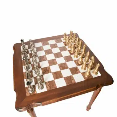 Alternative view of Juego gigante oriental de alta gama II Mesa de madera, alabastro toscano y mármol de Carrara y juego de ajedrez de madera y latón macizo