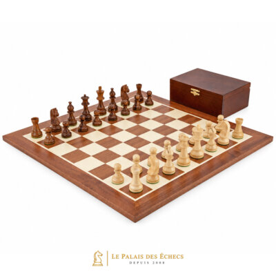 Set Grand Championship Tablero de Ajedrez en Arce y Caoba, Juego de Ajedrez en Palo de Rosa & Caja de Almacenamiento en Abedul
