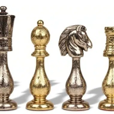 Juego de ajedrez oriental de nogal y arce con compartimento de almacenamiento y juego de ajedrez de latón - Imagen 8