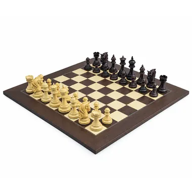 Juego de ajedrez completo Porte du Roi, tablero de arce y piezas de palisandro