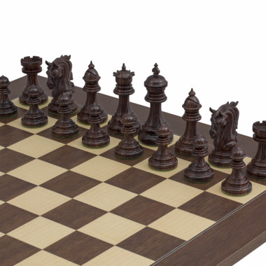 Ensemble Porte du Roi Echiquier en Bois d'Erable & Jeu d'Echecs en Bois de Rose