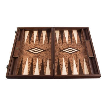 Backgammon en Ronce de Noyer avec Supports Latéraux - 3 Tailles