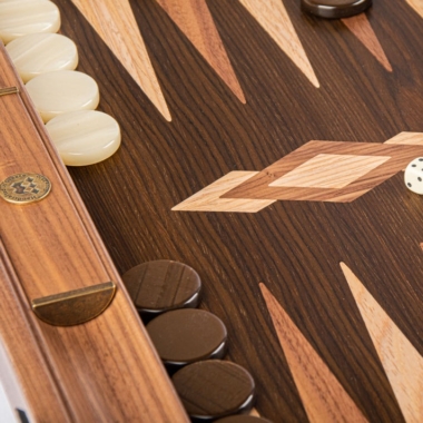 Backgammon Tronc d'Arbre de Noyer avec Supports Latéraux