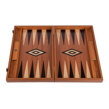 Backgammon en Bois d'Acajou avec Supports Latéraux