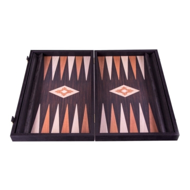 Backgammon en Bois Imitation Wengé avec Points en Noyer et Chêne -  3 Tailles