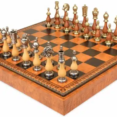 Juego de ajedrez de estilo árabe VIII de madera y metal Staunton