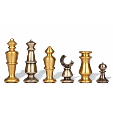 Piezas de ajedrez Modern en latón dorado y bronce, diseño depurado