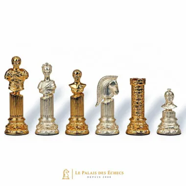 Juego de ajedrez de metal chapado en oro y plata "Columna romana