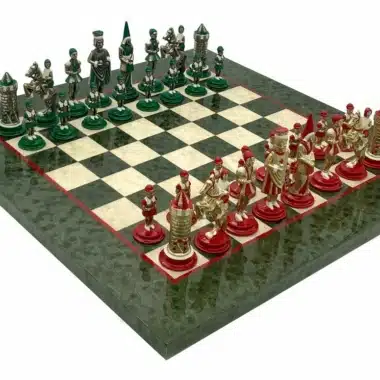 Juego de ajedrez de madera de olivo Camelot King Arthur V y juego de ajedrez de metal sólido pintado a mano