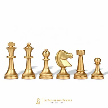 Piezas de ajedrez de latón macizo Large Staunton, acabado totalmente dorado
