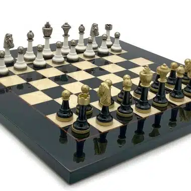 Tablero de ajedrez de madera de arce Staunton Design IV y juego de ajedrez de madera y metal