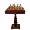 Mesa de madera y latón "estilo árabe" y juego de ajedrez de madera y metal