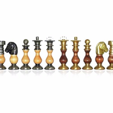 Jeu d'Echecs "Français" en Bois et Laiton Massif