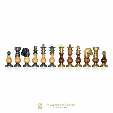 Juego de Ajedrez Francés de Madera y Latón Macizo
