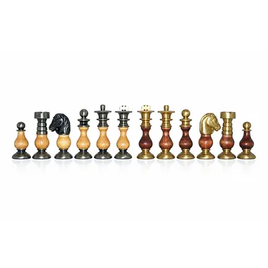 Juego de Ajedrez Francés de Madera y Latón Macizo