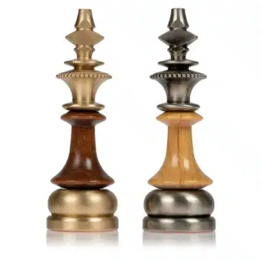 Conjunto de Juego de Ajedrez en Latón Macizo y Madera con Tablero de Ajedrez de Nogal de Brezo Acabado Brillante - Imagen 10