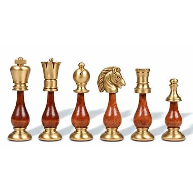 Piezas de ajedrez Oriental totalmente doradas en madera y latón macizo
