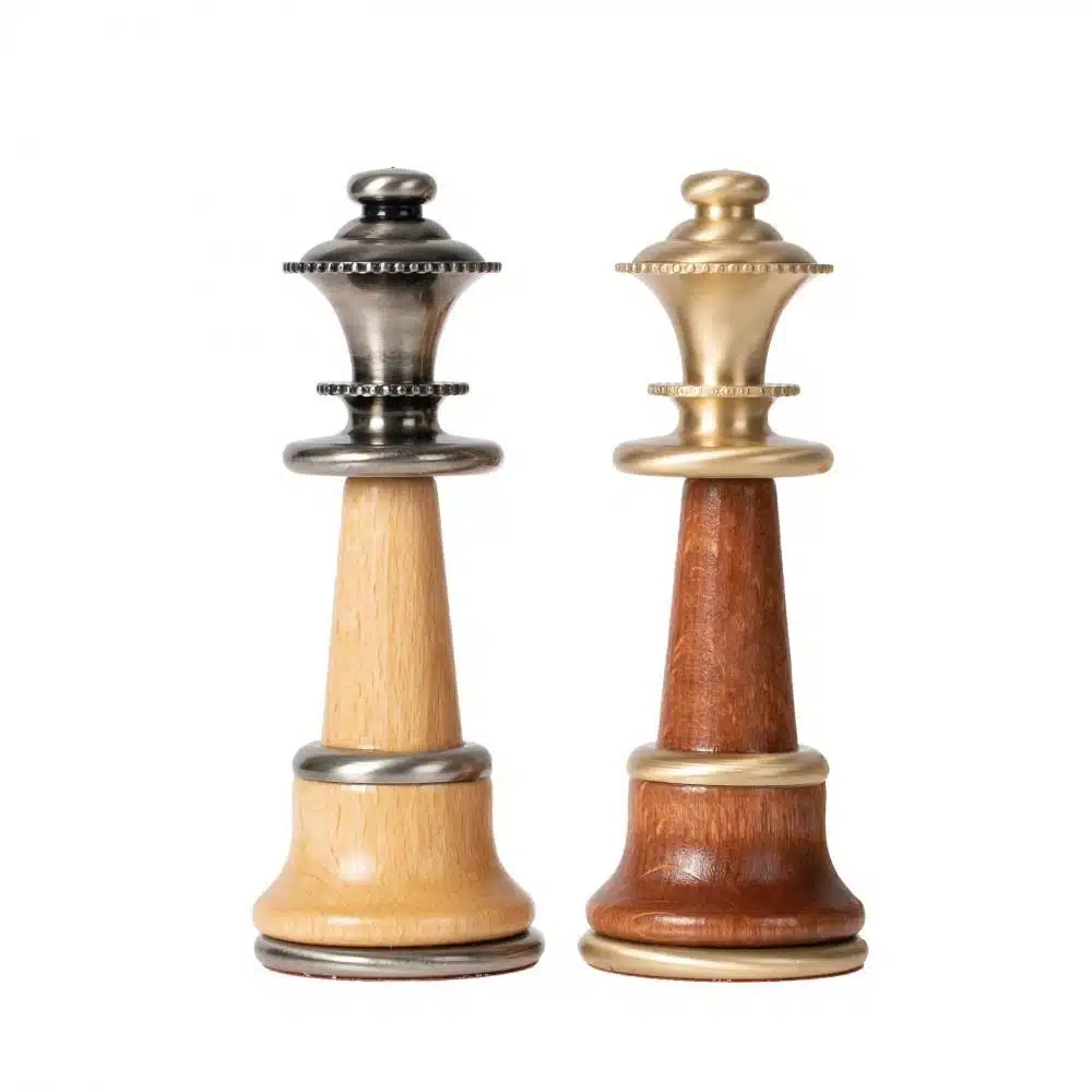 Conjunto Staunton XL II Tablero de Ajedrez de Madera de Olmo y Brezo Lacado & Juego de Ajedrez de Madera y Latón - Imagen 14