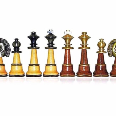 Juego de ajedrez y tablero de madera y latón 