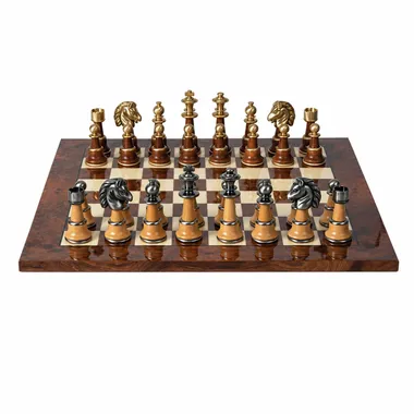 Set Staunton XL II con tablero de olmo y brezo lacado visto de frente
