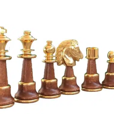 Juego de ajedrez Staunton XL de madera y latón chapado en oro y plata