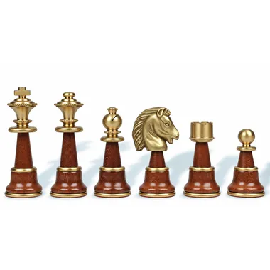 Piezas Staunton XL totalmente en latón dorado, detalle del caballo