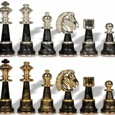 Juego de Ajedrez de Madera y Latón Macizo Chapado en Oro y Plata Staunton Fantasy XL - Imagen 5