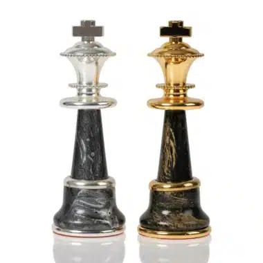 Juego de Ajedrez de Madera y Latón Macizo Chapado en Oro y Plata Staunton Fantasy XL - Imagen 10