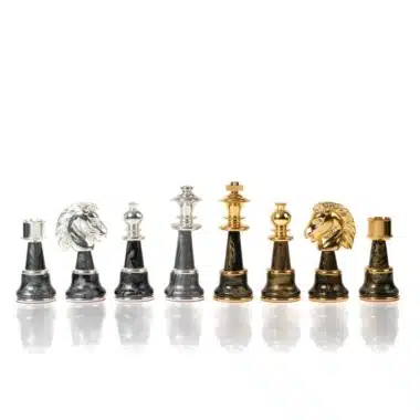 Juego de Ajedrez de Madera y Latón Macizo Chapado en Oro y Plata Staunton Fantasy XL - Imagen 7