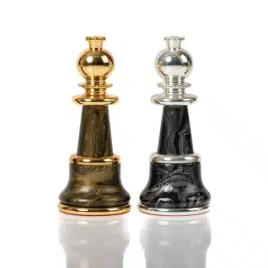 Juego de Ajedrez de Madera y Latón Macizo Chapado en Oro y Plata Staunton Fantasy XL - Imagen 12