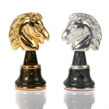 Juego de Ajedrez de Madera y Latón Macizo Chapado en Oro y Plata Staunton Fantasy XL - Imagen 11