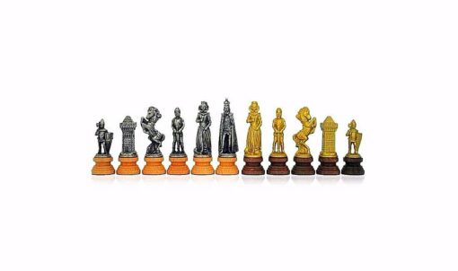 Tablero de ajedrez de cuero artificial "María Estuardo II" y juego de ajedrez de madera y metal macizo