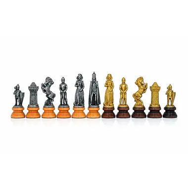 Tablero de ajedrez de cuero artificial "María Estuardo II" y juego de ajedrez de madera y metal macizo