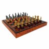 Tablero de ajedrez de cuero artificial "María Estuardo II" y juego de ajedrez de madera y metal macizo