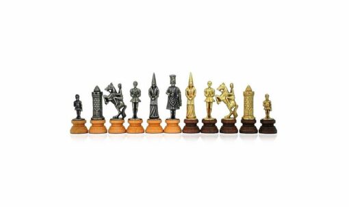 Tablero de ajedrez de cuero artificial "Camelot King Arthur II" y juego de ajedrez de madera y metal