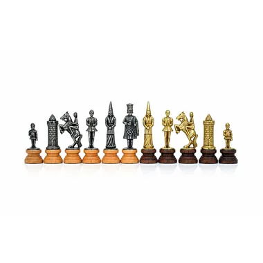 Tablero de ajedrez de cuero artificial "Camelot King Arthur II" y juego de ajedrez de madera y metal