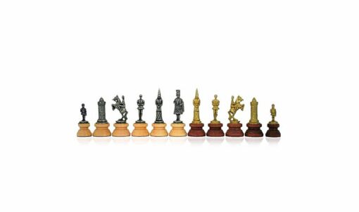 Tablero de ajedrez de cuero artificial "Camelot King Arthur IV" y juego de ajedrez de metal y madera maciza