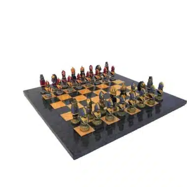 Juego de ajedrez de madera de arce "Moncada III" y juego de ajedrez de metal macizo pintado a mano