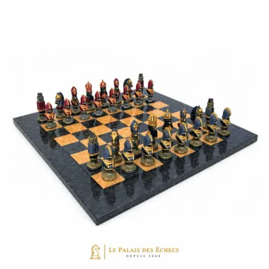 Juego de ajedrez de madera de arce "Moncada III" y juego de ajedrez de metal macizo pintado a mano