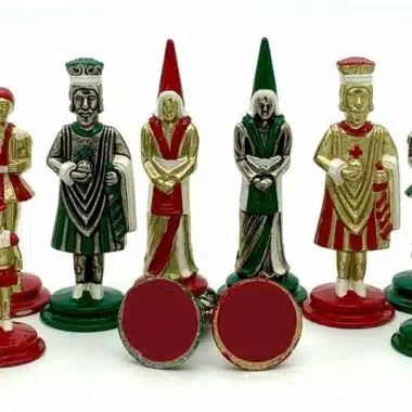 Juego de ajedrez de madera Camelot King Arthur X y piezas de ajedrez medievales pintadas a mano - Imagen 3
