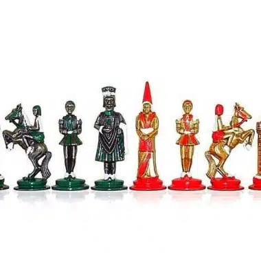 Juego de ajedrez de cuero artificial Camelot King Arthur III y juego de ajedrez de metal pintado a mano - Imagen 6