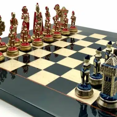 Tablero y juego de ajedrez de metal pintado a mano María Estuardo IV