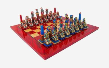 Juego de ajedrez de madera de arce rojo 