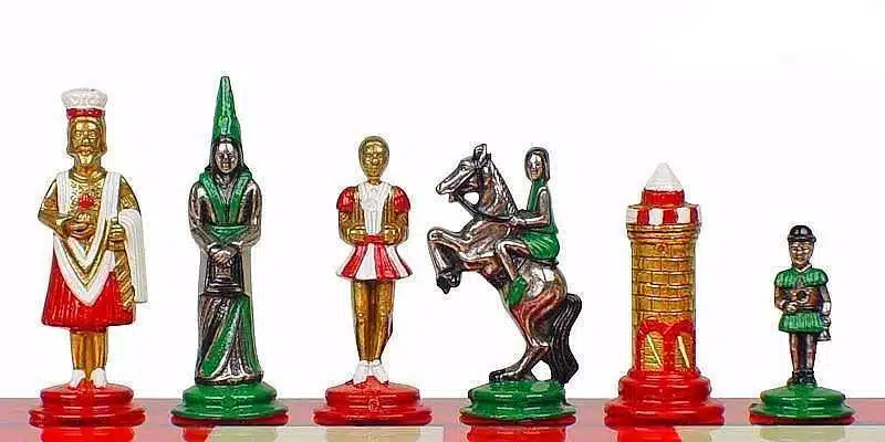 Juego de ajedrez de madera de olivo Camelot King Arthur V y juego de ajedrez de metal sólido pintado a mano - Imagen 10