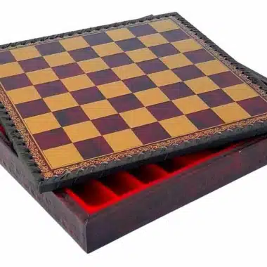 Juego de ajedrez de metal pintado a mano "Camelot King Arthur III" y tablero de ajedrez de cuero artificial